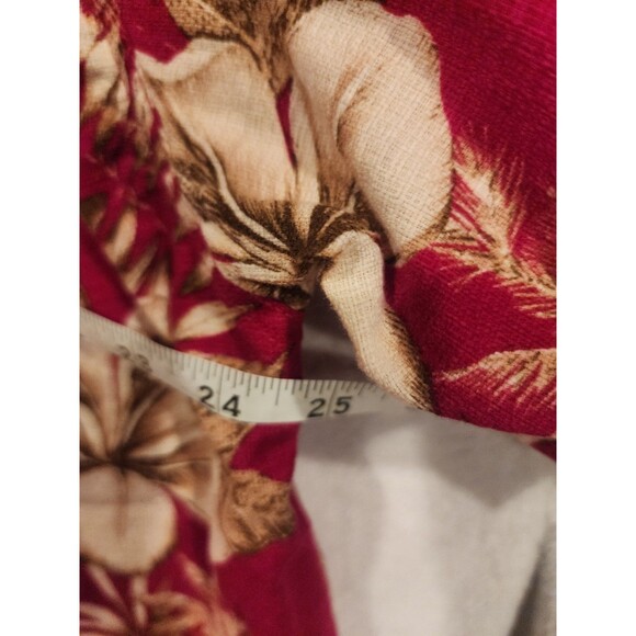 Roper Hawaiian Red Horseshoes Floral Western Button Short Sleeve Shirt Men Large - Picture 4 of 6